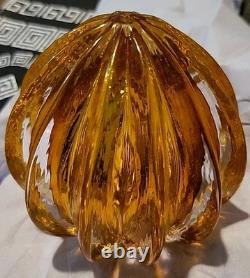 Amber Glass. Hole At Base. Signed On Top. Tiny Glitters Like Inside. Not Known To Me
