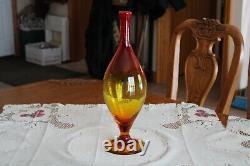 Amberina Blown Art Glass Mid Century Modern Tall Large Vintage Footed Bud Vase