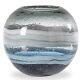 Andrea Mouth Blown Glass Vase For Home Decor 6.75x7.5 Large Blue Glass Vase