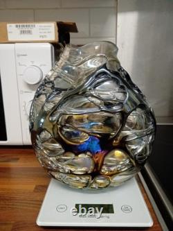 Angelo Rinaldi Studio Art Glass Crushed Vase Made In Italy 22.5cm Height Vintage