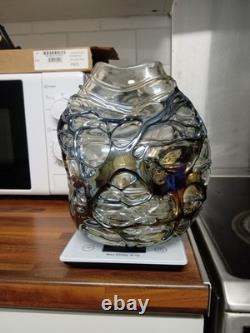 Angelo Rinaldi Studio Art Glass Crushed Vase Made In Italy 22.5cm Height Vintage