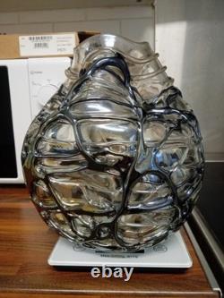 Angelo Rinaldi Studio Art Glass Crushed Vase Made In Italy 22.5cm Height Vintage