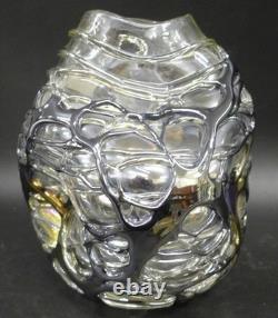 Angelo Rinaldi Studio Art Glass Crushed Vase Made In Italy 22.5cm Height Vintage