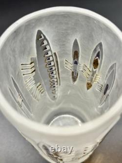 Anja Isphording 1989 Art Glass Vase Signed Cast Carved Studio Glass 17cm