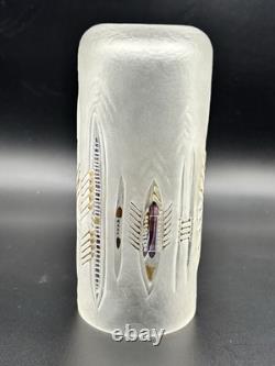 Anja Isphording 1989 Art Glass Vase Signed Cast Carved Studio Glass 17cm