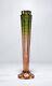 Antique 1890's Moser Bohemian Art Glass Green Down To Rose Raised Gilt Tall Vase
