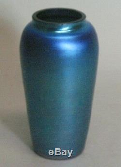 Antique American Blue Iridized Art Deco Glass Vase Unsigned c. 1920