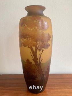 Antique Argental Vase Paul Nicholas Landscape Decor Art Nouveau Acid-Etched Mark
