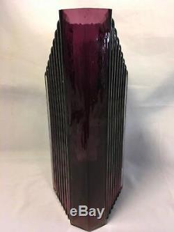 Antique Art Deco Glass Vase Vintage Art Deco Amethyst Purple Vase Mid Century