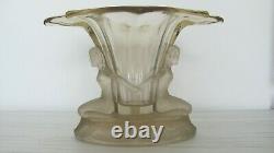 Antique, Art Deco Walther & Sohne Glass Vase With Frosted Figures, Windsor Vase