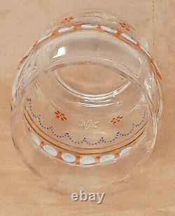 Antique Art Glass Vase Blown Hand Painted Enamel Clear 4.5 tall