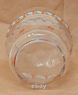 Antique Art Glass Vase Blown Hand Painted Enamel Clear 4.5 tall