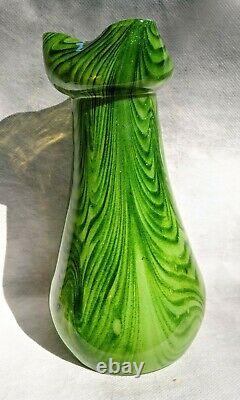 Antique Art Nouveau Bohemian Czech Rindskopf Adventurine Glass Vase