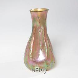 Antique Art Nouveau Iridescent Glass Vase-manner Of Loetz