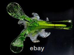 Antique Art Nouveau Kralik floriform glass vase. Freeblown 1900's