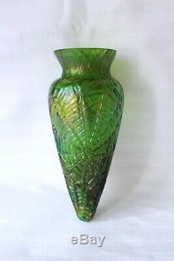 Antique Art Nouveau Loetz Kralik vase metal mounts c 1900