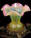 Antique Bohemian Cranberry Opalescent Vaseline Hp Rococo Enamel Art Glass Vase