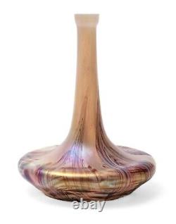 Antique Bohemian Kralik Glass Art Nouveau Pulled Loop Iridescent Vase