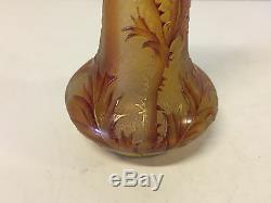 Antique Daum Nancy France Signed French Art Glass Thistle Vase