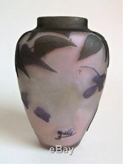 Antique EMILE GALLE 4 5/8 WISTERIA French Cameo Art Nouveau Cabinet Glass Vase
