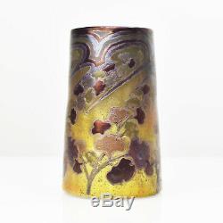 Antique French Art Nouveau Iridescent Glass Vase by Amedee de Caranza