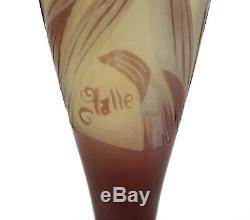 Antique Galle French Cameo Art Glass Vase Detailed Flowers Floral Motif 5 15/16