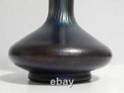 Antique Kralik Bohemian Art Glass Vase Purple with Green Iridescent c1900