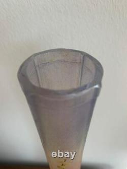 Antique Legras Vase Solifleur Glass Art Nouveau Enameled Engraved Signed French
