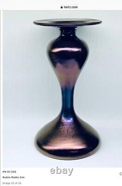 Antique Loetz Art Glass Rubin Matte Iris Iridescent Glass Vase PNII-328