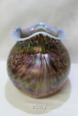 Antique Loetz Art Glass Vase irridescent Glass 7.5W X 5 X 5.75T