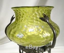 Antique Loetz Kralik Bronze Art Nouveau Iridescent Glass Vase 57817