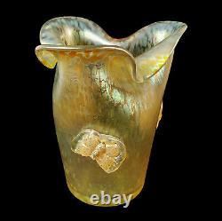 Antique Loetz Papillon Iridescent Art Glass Vase Butterfly Prunts Czechoslovakia