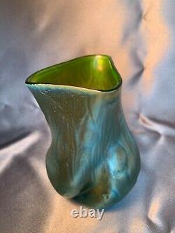 Antique Loetz Rusticana Silberiris Art Nouveau Glass Iridescent Twisted Vase