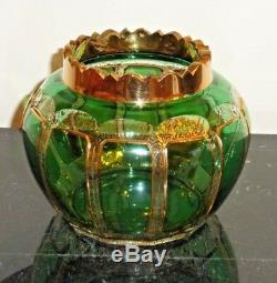 Antique Moser Art Glass Cased Overlay Vase With Extraordinary Gilt Decoration