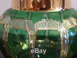 Antique Moser Art Glass Cased Overlay Vase With Extraordinary Gilt Decoration