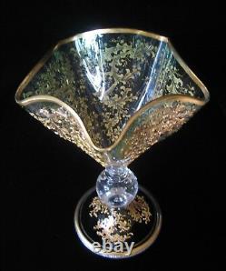 Antique Moser Art Glass Gilt Enamel Vase