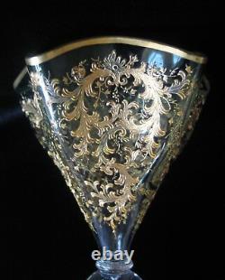 Antique Moser Art Glass Gilt Enamel Vase