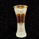 Antique Moser Art Glass Vase Amber Crystal Gold Gilded Decorative 8.5t 4w
