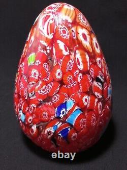 Antique Multicolor Murano Italian Glass Egg Shaped Paperweight Colorful Red Rare