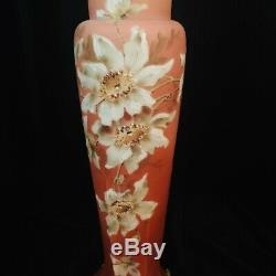 Antique Nakara Art Glass Vase Victorian Antique CF Monroe Hand Painted Vase