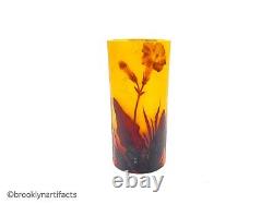 Antique Nancy Daum Croix De Lorraine Art Glass Floral Bud Navette Vase 1910