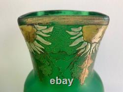 Antique Pair of Legras Vases Art Nouveau Decor Daisies Arabesques Enamel 20th
