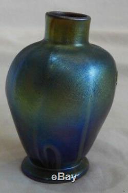 Antique Tiffany LCT Favrile Blue Gold Art Nouveau Style Vase