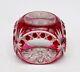 Antique Val St. Lambert Art Glass Paperweight Red Overlay Cut To Clear Faceted