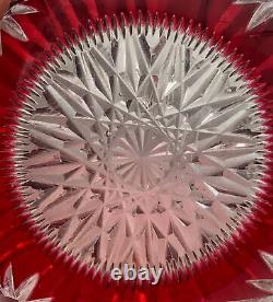 Antique Val St. Lambert art glass paperweight red overlay cut to clear faceted