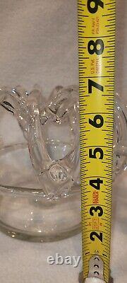 Antique Victorian Blown Art Glass Wedding Bridal Bank /Kings Crown Flower Frog