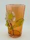 Antique Victorian Bohemian Glass Tumbler Harrach Mounted Flower Circa 1890