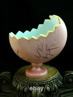 Antique Victorian Bohemian Harrach Pink Hand Painted Multi Floral Art Glass Vase