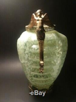 Antique Vintage Consolidated Phoenix Art Deco Glass Vase Ormalou Rare Uranium