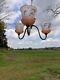 Antique Vintage Old Art Nouveau 3 Arm Brass Gothic Chandelier Glass Shades